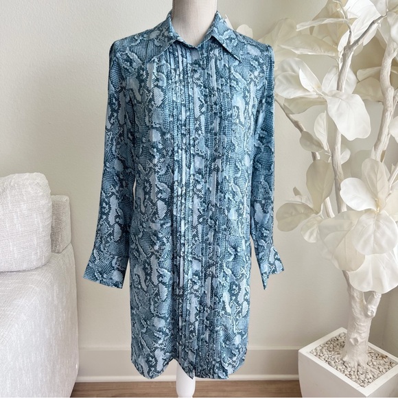 Zadig & Voltaire Rouigi Silk Blue Snake Print Shirt Dress - Picture 1 of 9